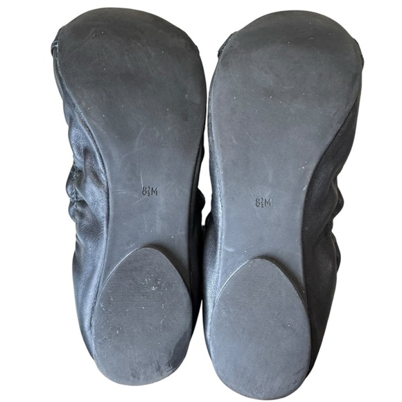 Tory Burch Classic Ambrose Black Leather Logo Ballet Flat Size 8.5M - Picture 7 of 10